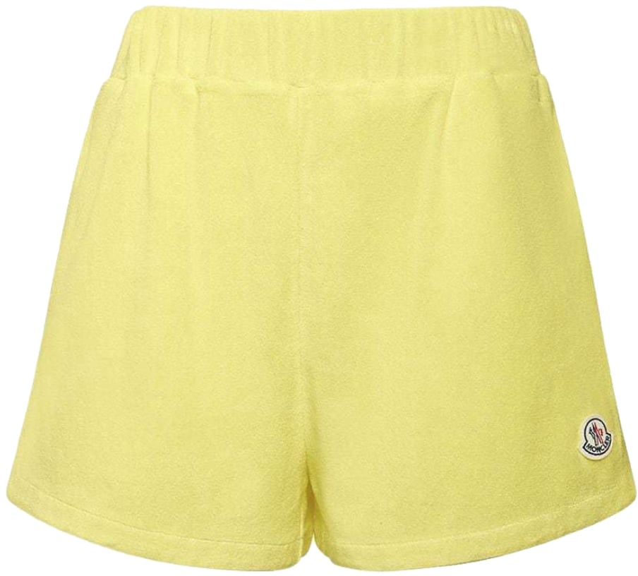 Moncler Logo Patch Terry Shorts Geel
