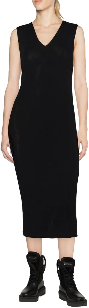 Moncler Knit Logo Midi Dress Zwart