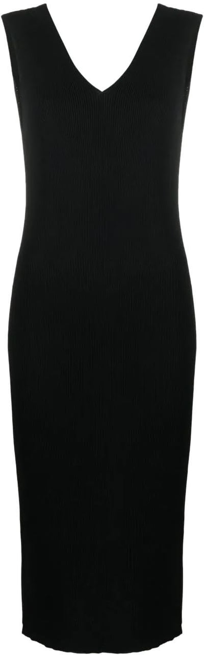 Moncler Knit Logo Midi Dress Zwart