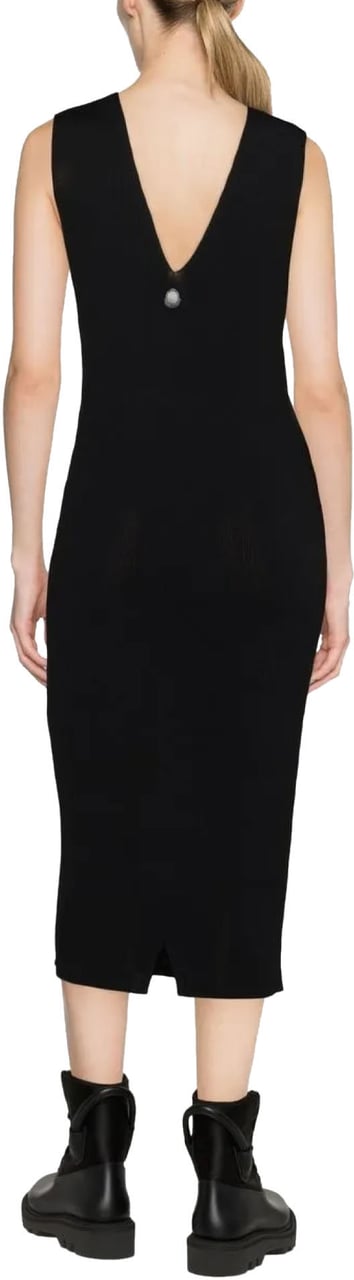 Moncler Knit Logo Midi Dress Zwart