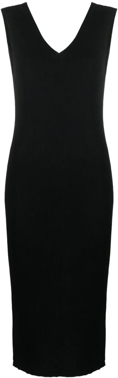 Moncler Knit Logo Midi Dress Zwart