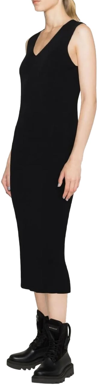 Moncler Knit Logo Midi Dress Zwart