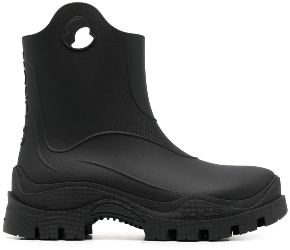 Moncler Misty Logo Round Toe Rain Boots Zwart