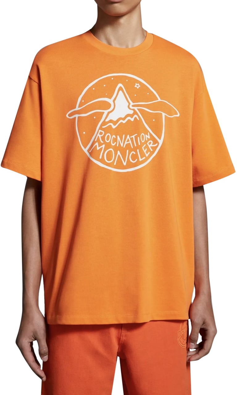 Moncler X Roc Nation Jay-z Logo Over Crop T-shirt Oranje