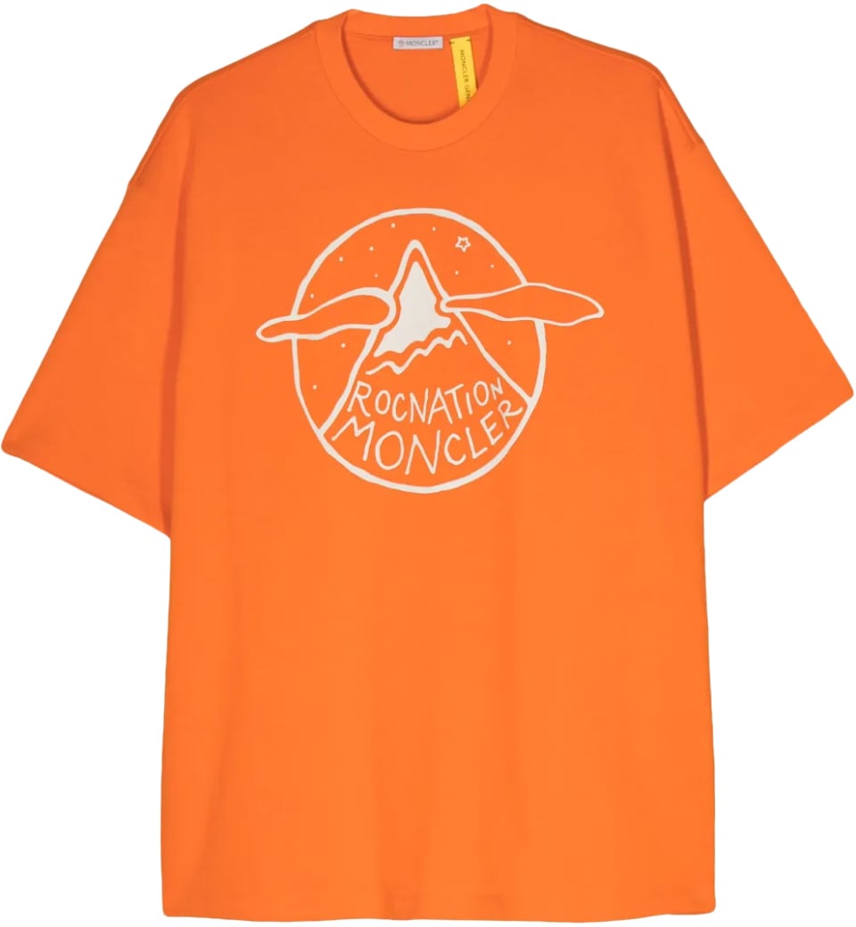 Moncler X Roc Nation Jay-z Logo Over Crop T-shirt Oranje