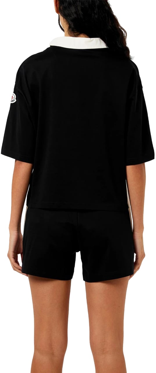 Moncler Logo Patch Cropped Polo Shirt Blauw