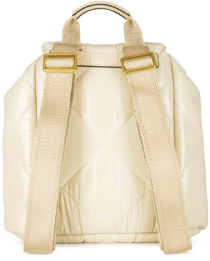 Moncler Puf Foldover Top Logo Backpack Beige
