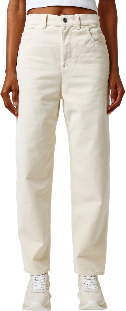 Moncler Cropped Tapered Leg Jeans Beige