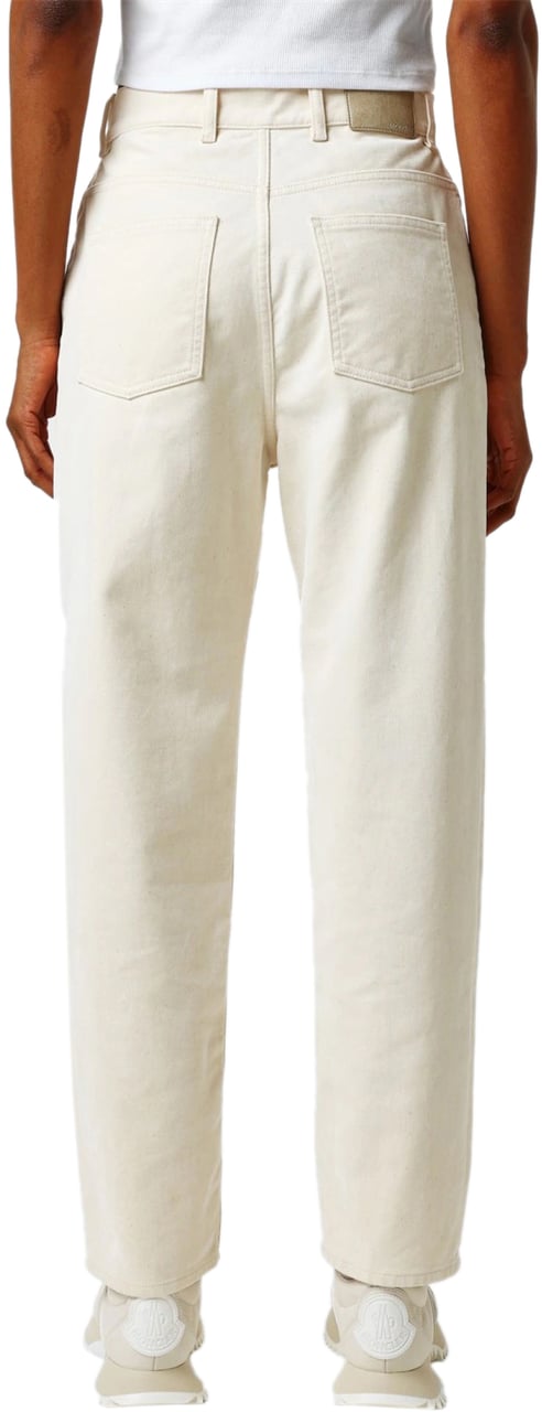 Moncler Cropped Tapered Leg Jeans Beige