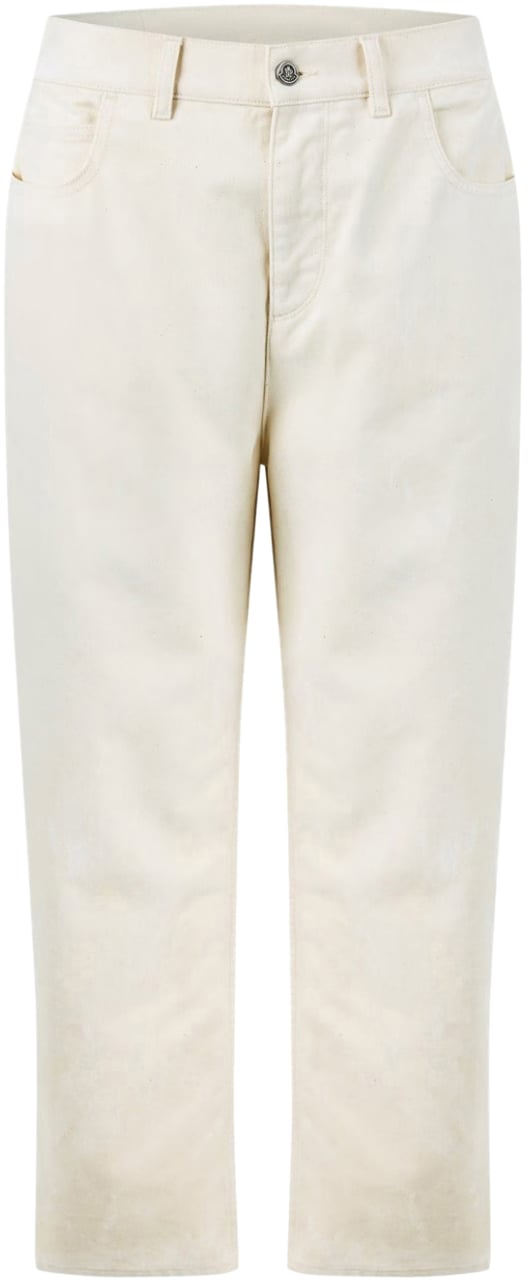 Moncler Cropped Tapered Leg Jeans Beige