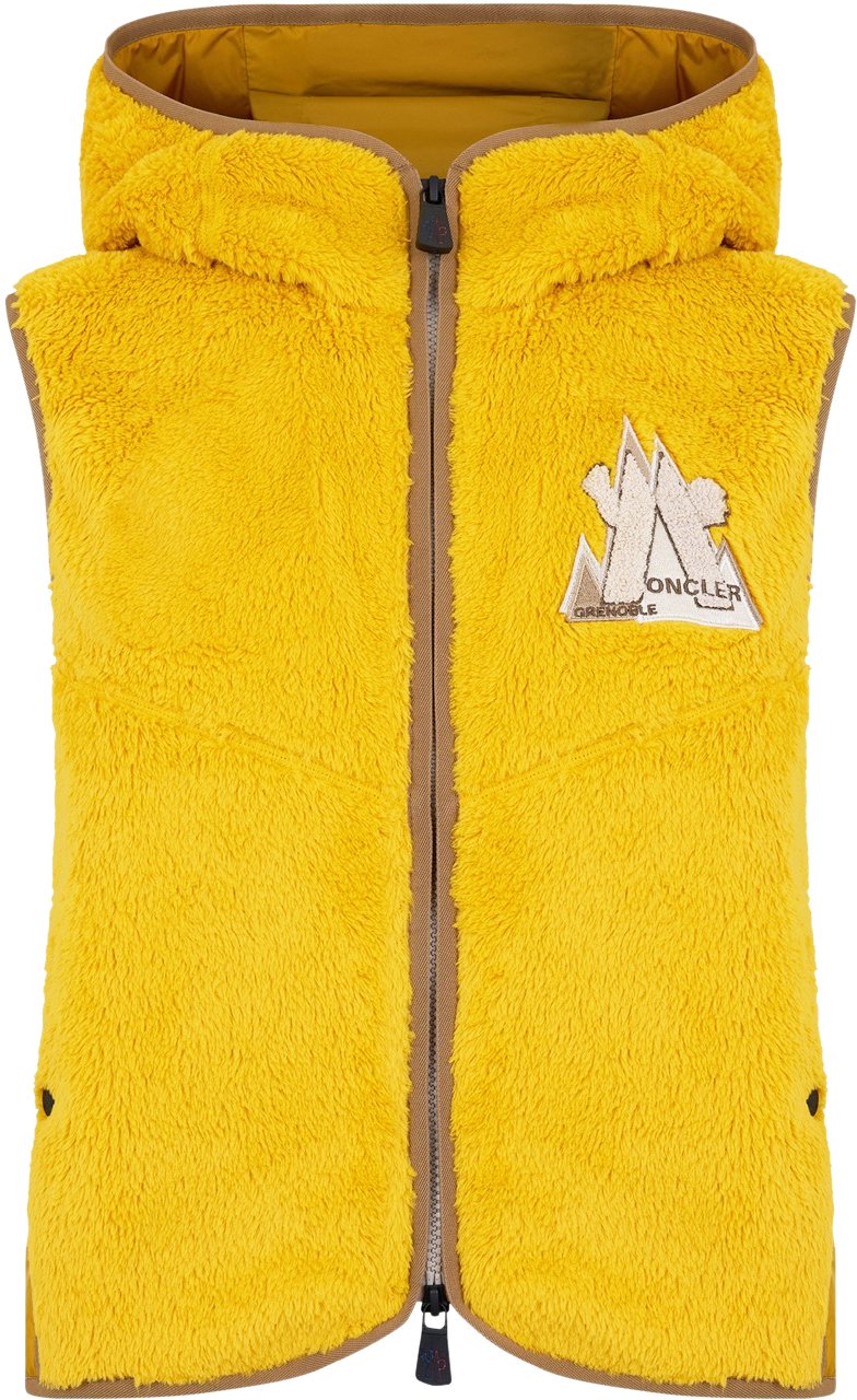 Moncler Grenoble Logo Fleece Vest Jacket Geel