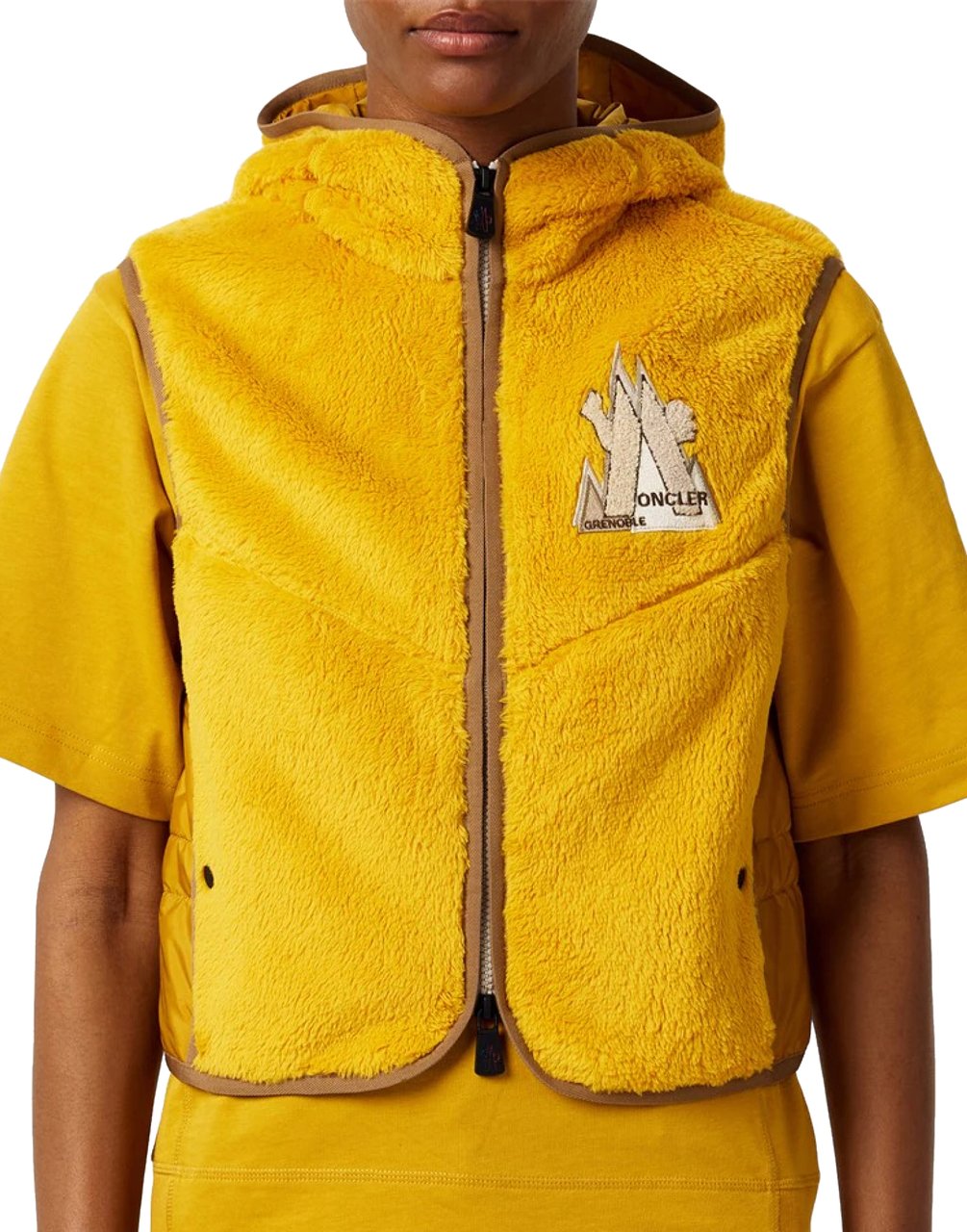 Moncler Grenoble Logo Fleece Vest Jacket Geel