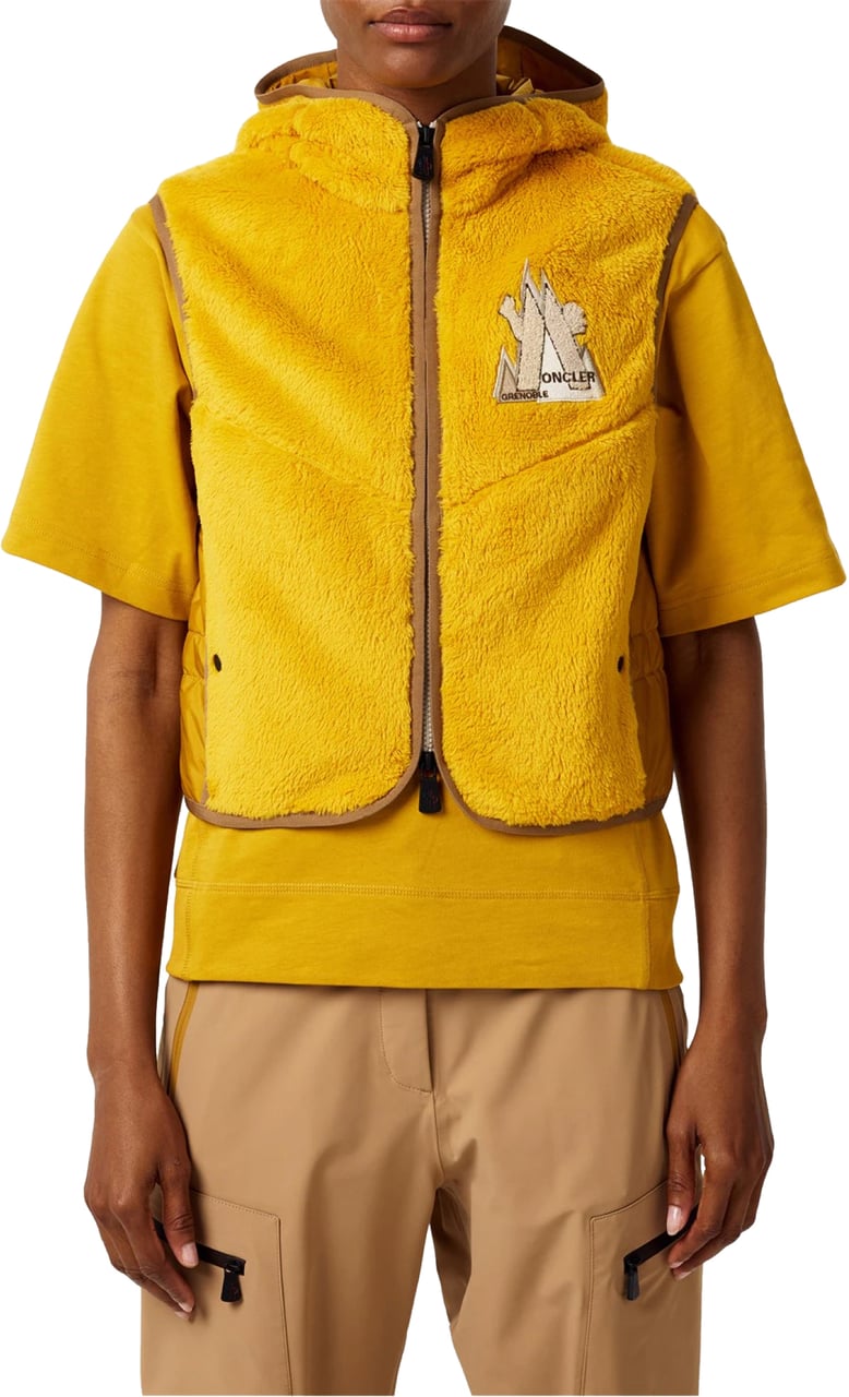 Moncler Grenoble Logo Fleece Vest Jacket Geel