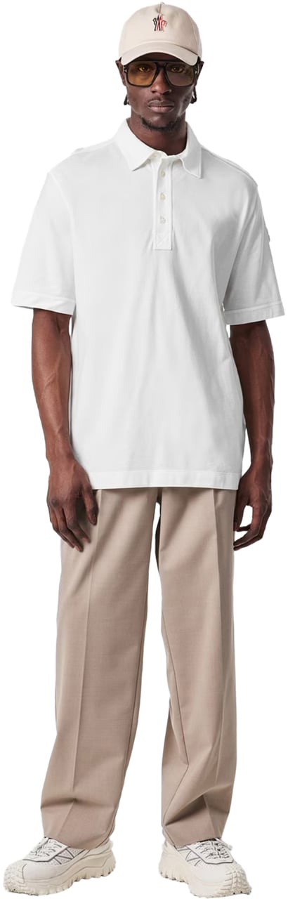 Moncler Logo Patch Polo Shirt Wit