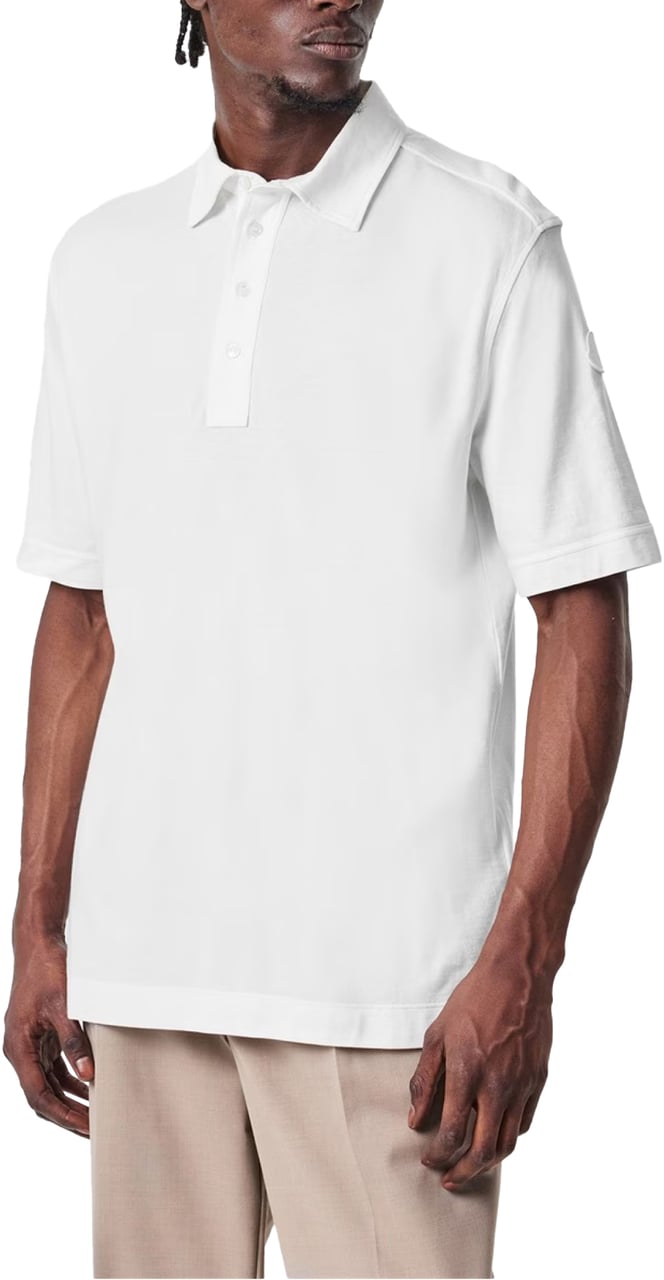 Moncler Logo Patch Polo Shirt Wit