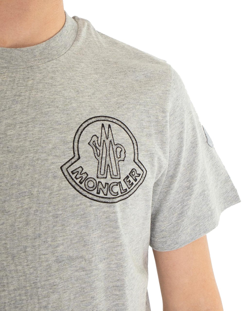 Moncler Heren Raised Logo T-Shirt Grijs Grijs