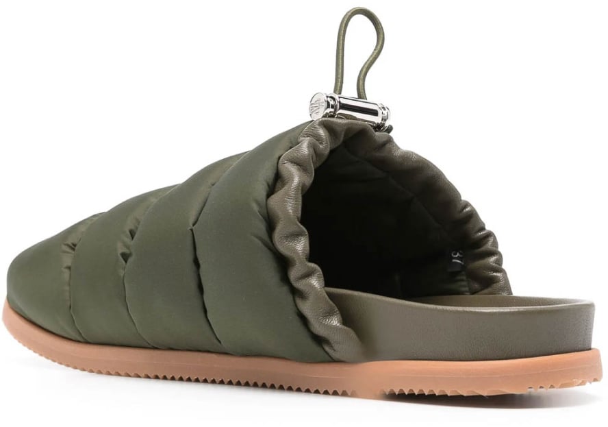 Moncler Mon Pocket Logo Patch Padded Down Mules Groen