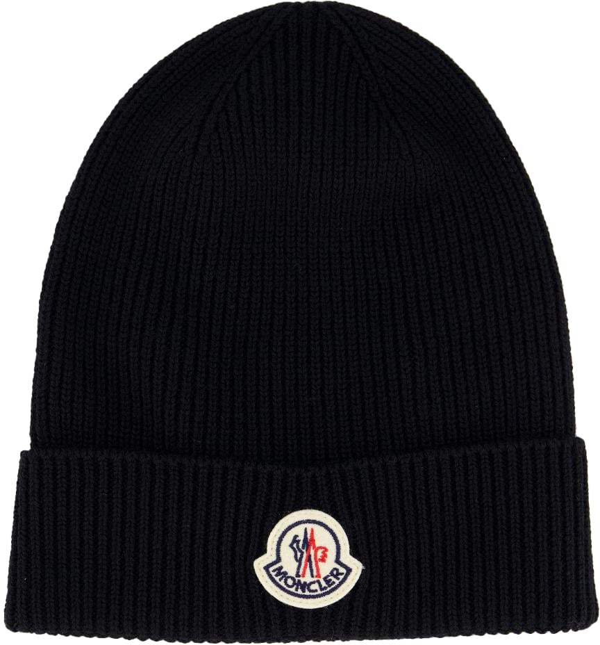 Moncler Heren Logo Hat Zwart Zwart