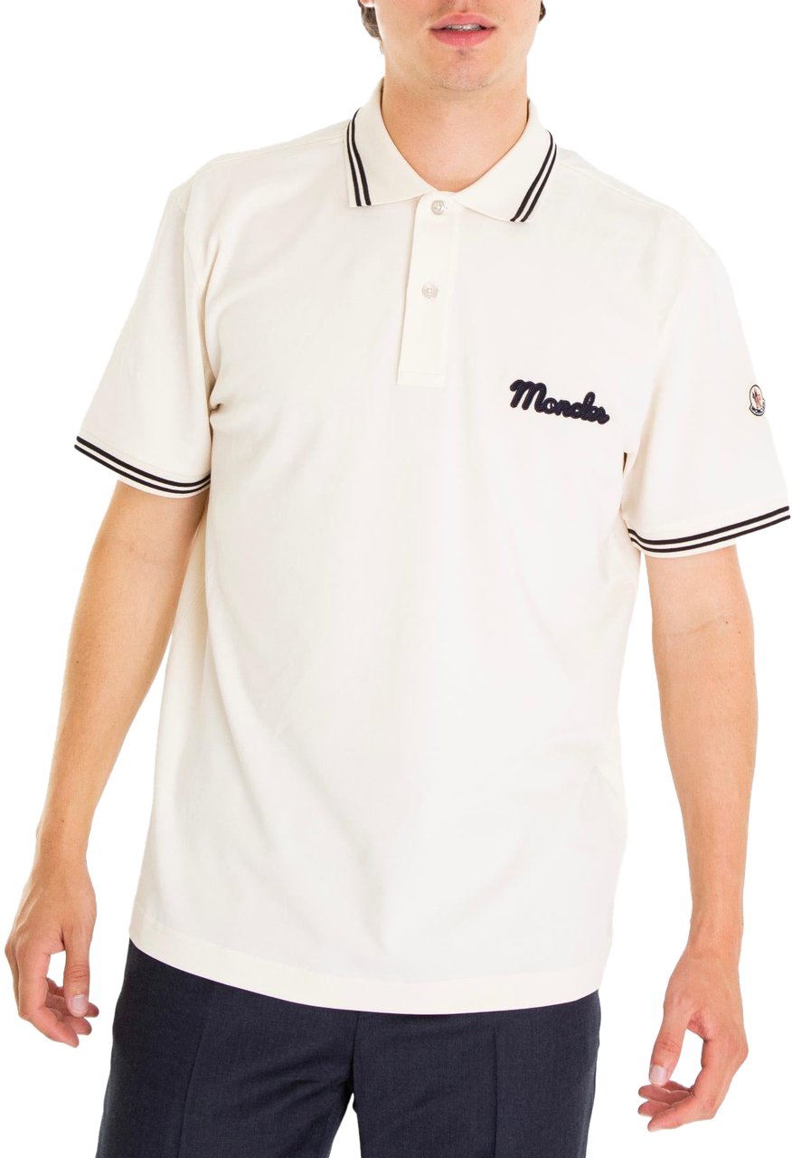 Moncler Heren Embroidered Logo Polo Wit Wit