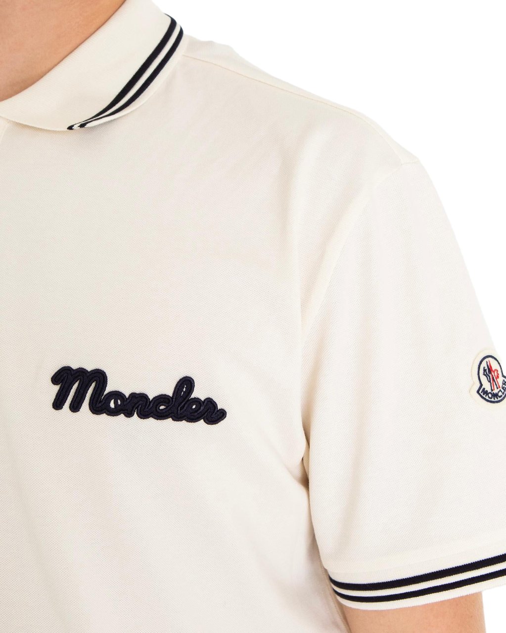 Moncler Heren Embroidered Logo Polo Wit Wit