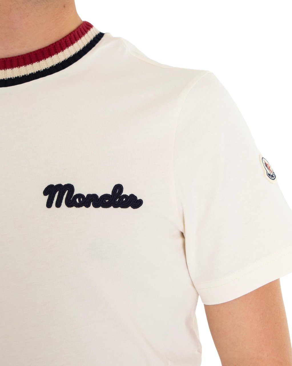 Moncler Heren Embroidered Logo T-Shirt Wit Wit