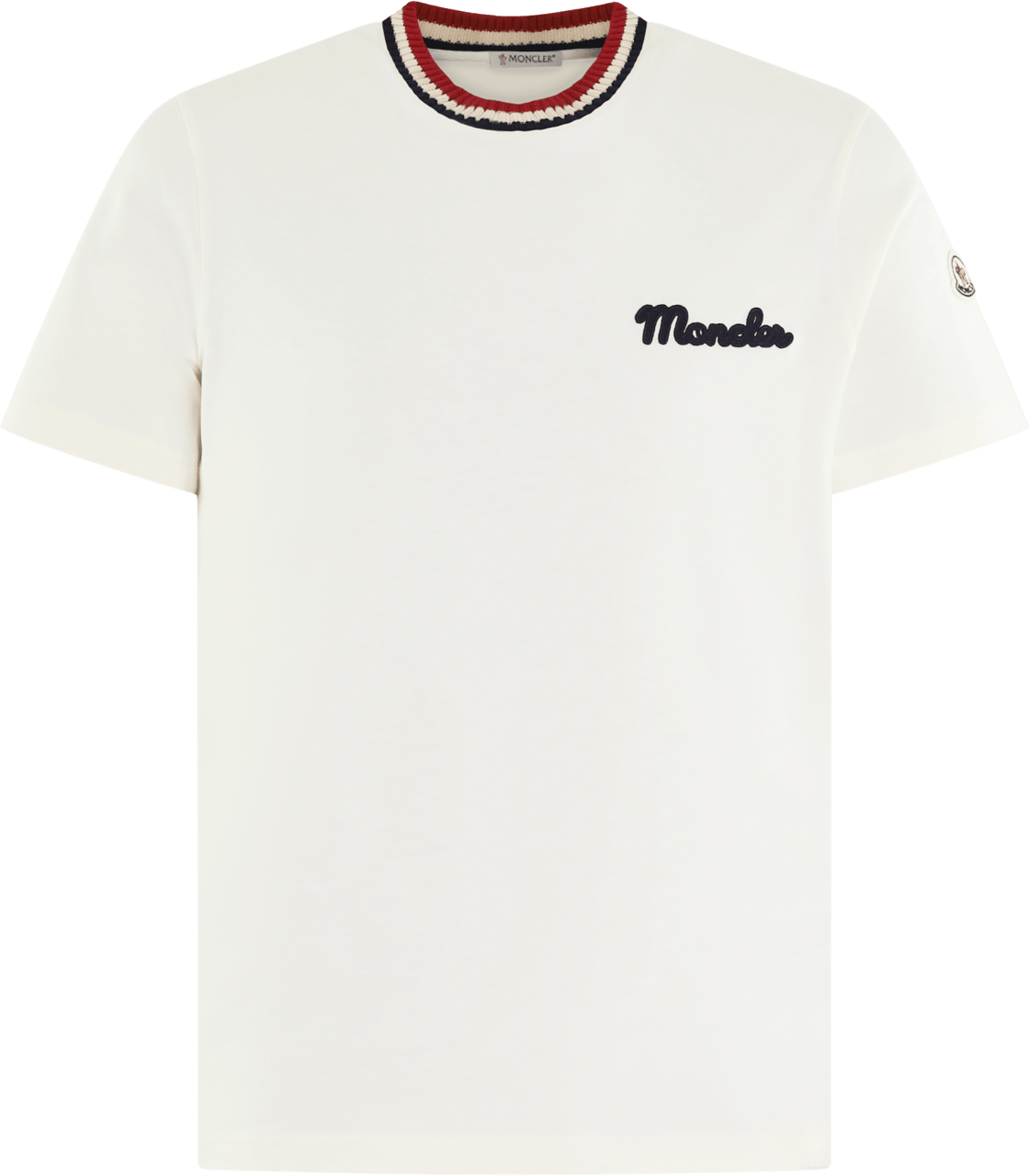 Moncler Heren Embroidered Logo T-Shirt Wit Wit