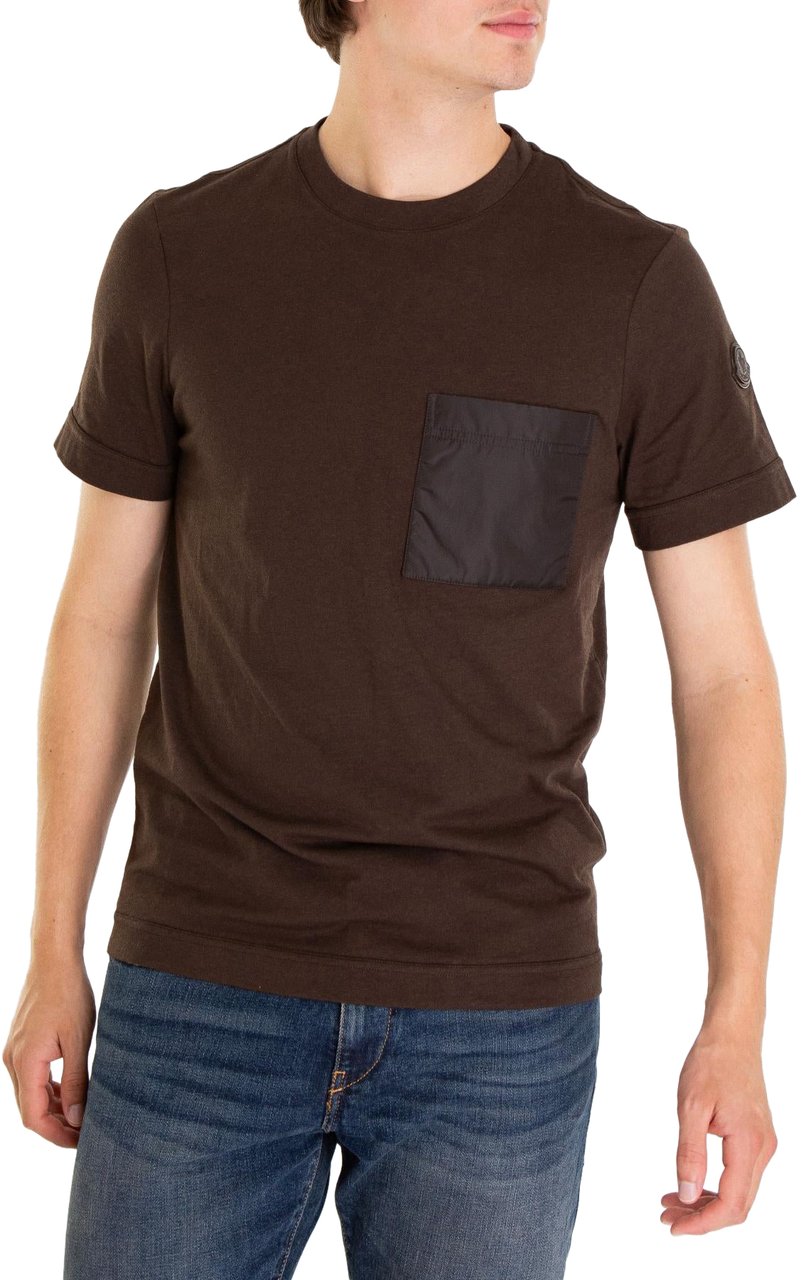 Moncler Heren Pocket T-Shirt Bruin Bruin