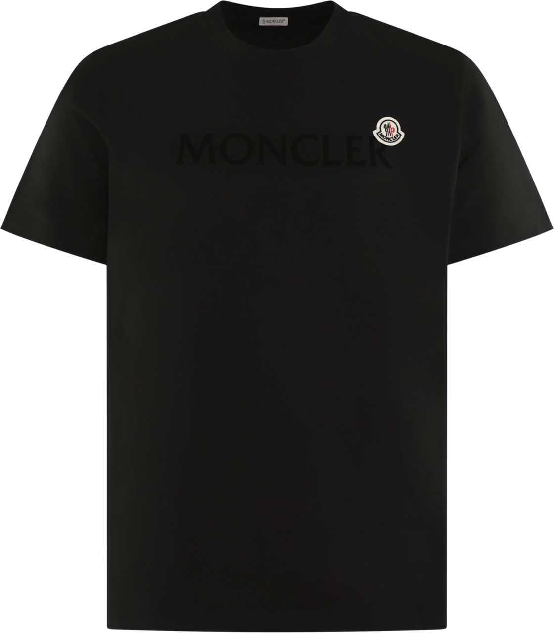 Moncler Heren Flocked Logo T-Shirt Zwart Zwart