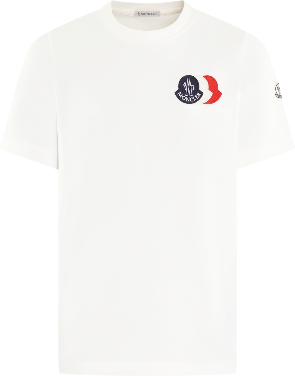 Moncler Heren Tricolor Logo T-Shirt Wit Wit