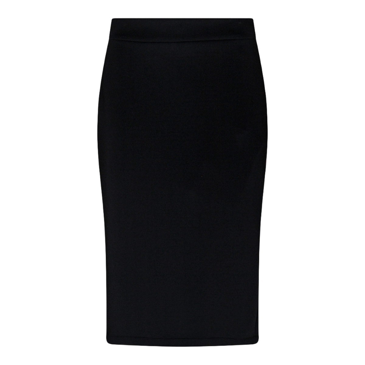 Moncler High-Waisted Black Midi Skirt With V-Notch Back And Back Slit Zwart