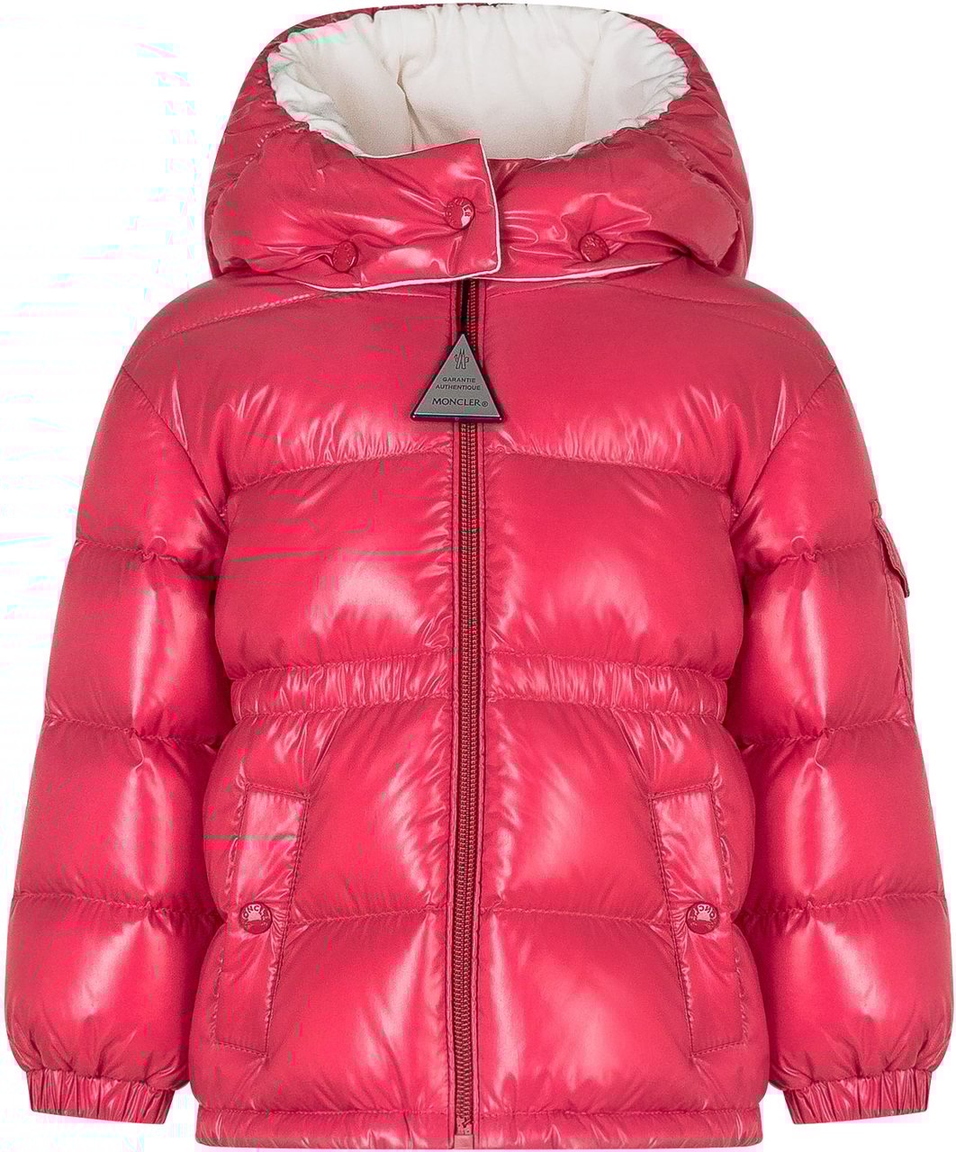 Moncler Moncler Kids Piumino Lucido Rosa con Cappuccio Rood