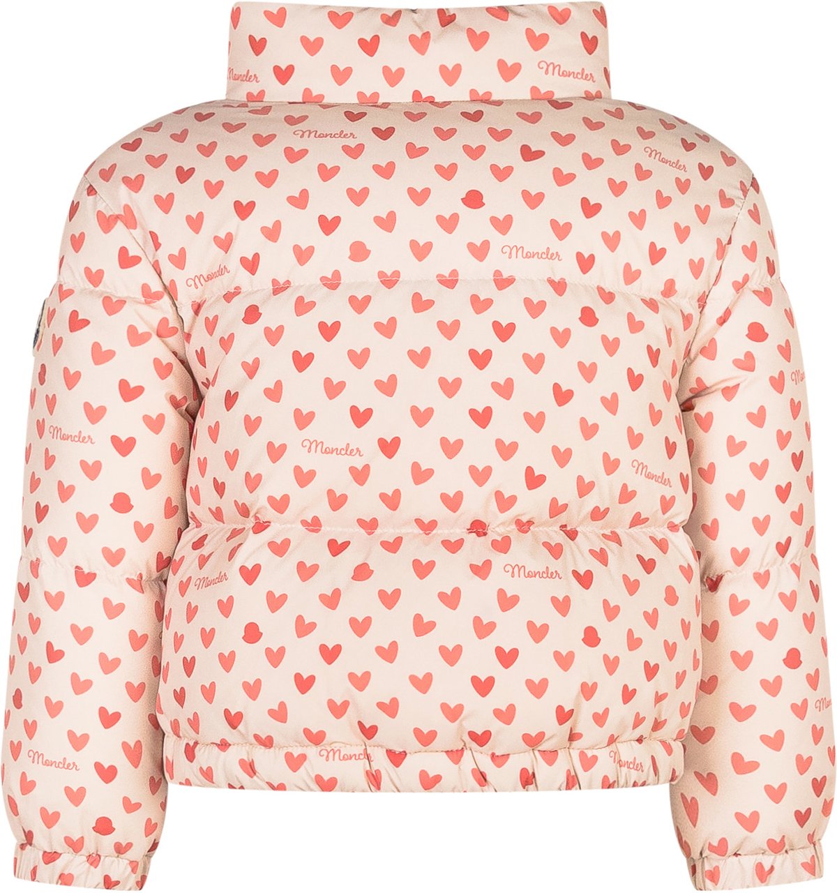Moncler Moncler Kids Piumino Rosa con Cuori All Over Roze