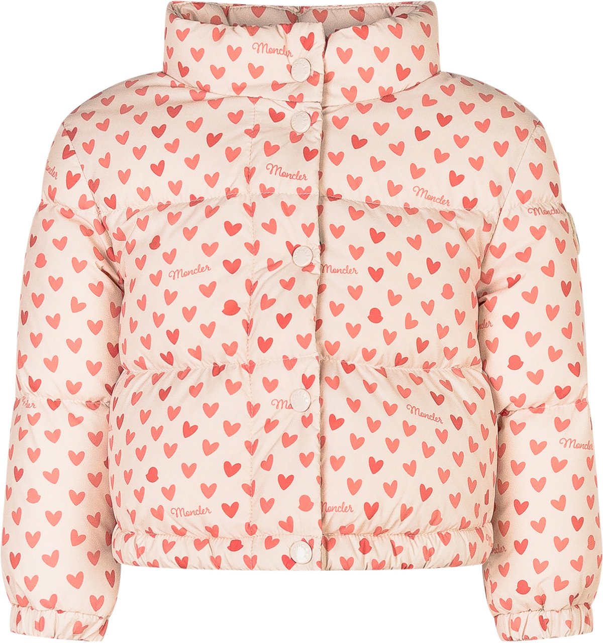 Moncler Moncler Kids Piumino Rosa con Cuori All Over Roze