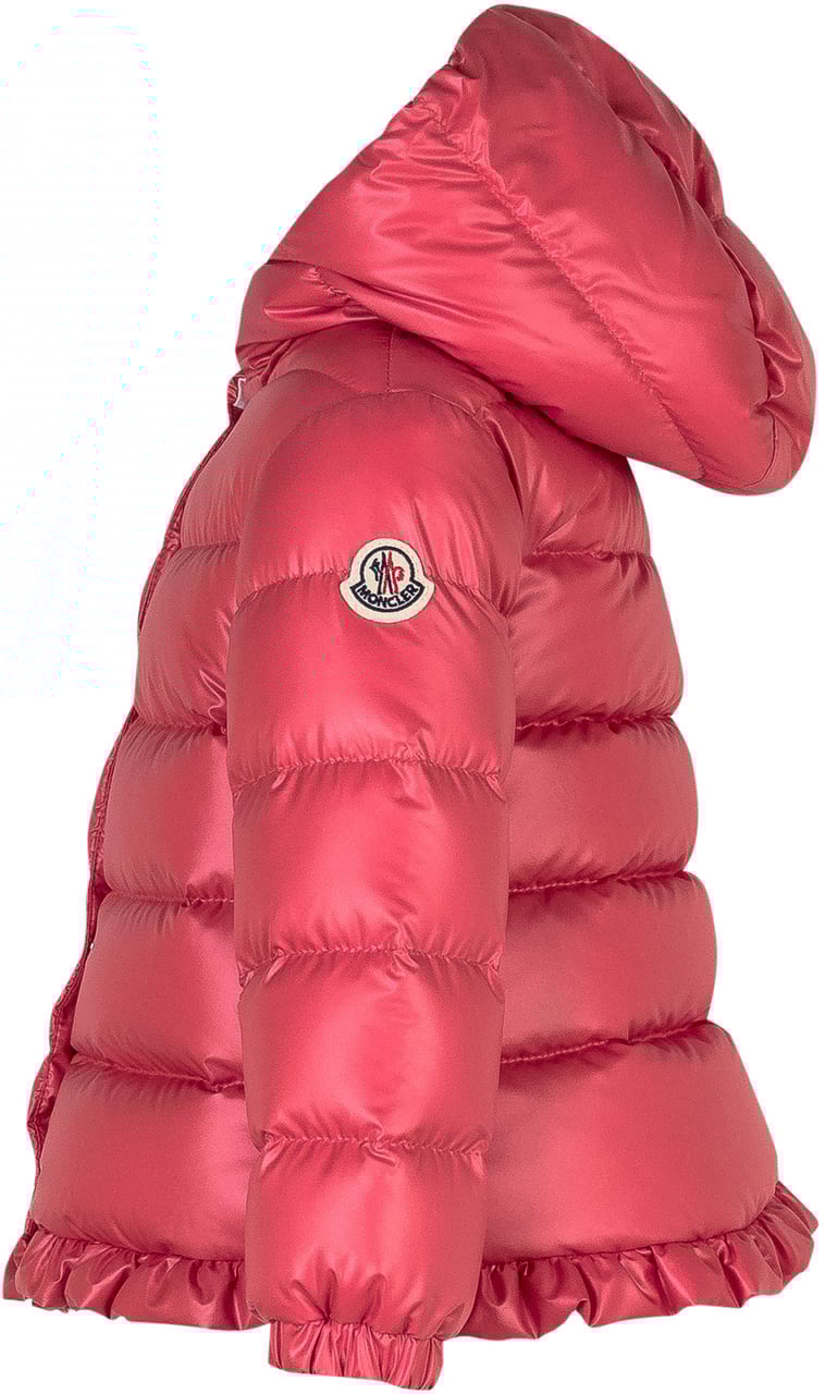 Moncler Moncler Kids Piumino Rosa con Volant sul Fondo Rood