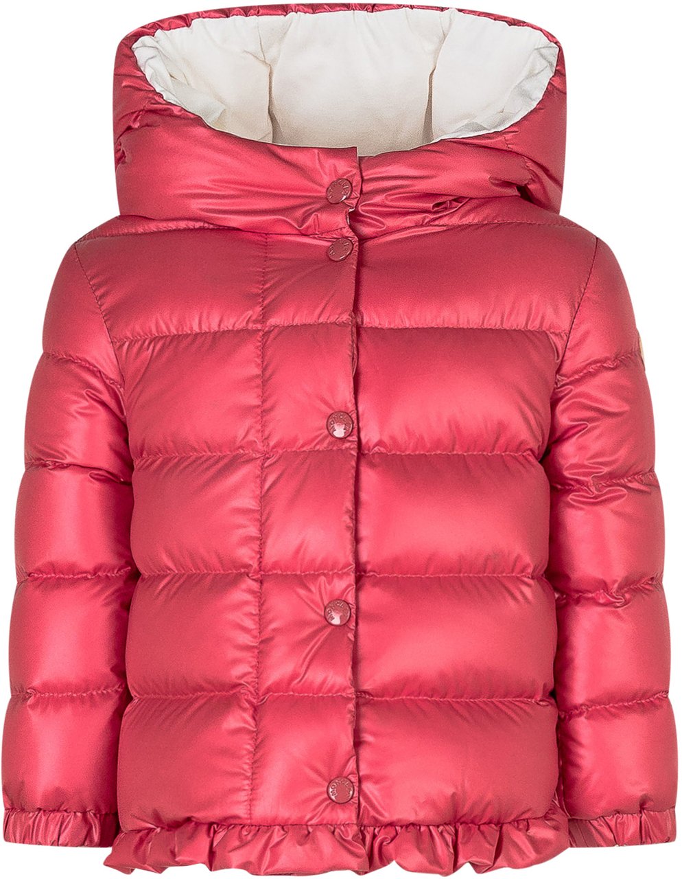Moncler Moncler Kids Piumino Rosa con Volant sul Fondo Rood
