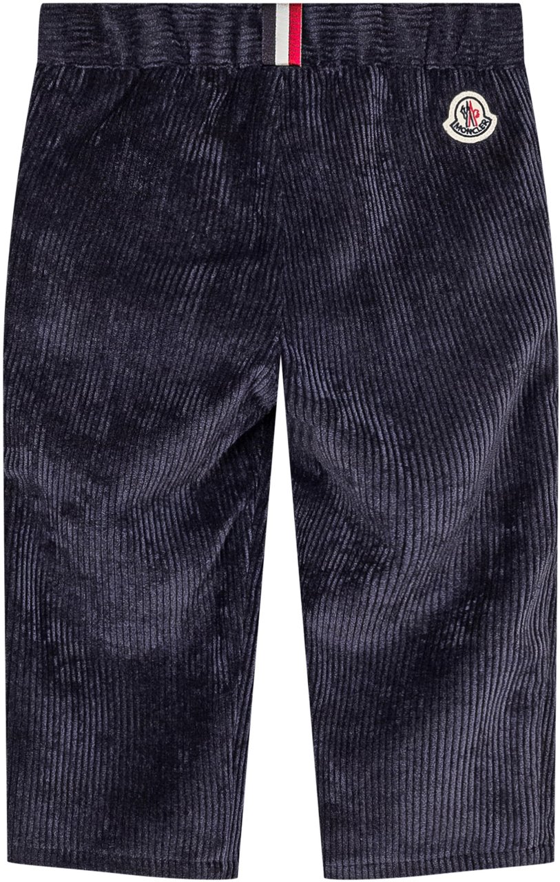 Moncler Moncler Kids Pantaloni in Velluto Blu Blauw