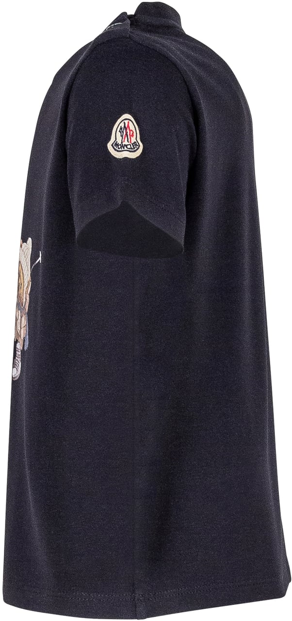 Moncler Moncler Kids T-Shirt con Orsetti Sciatori Blauw