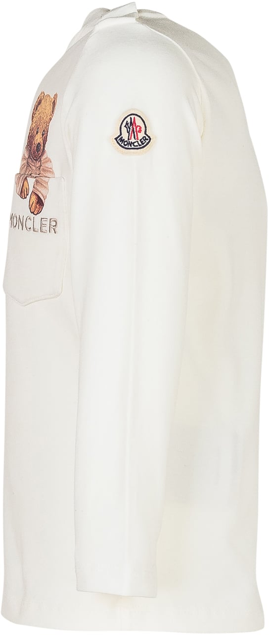 Moncler Moncler Kids T-Shirt Bianca con Orsetto Wit