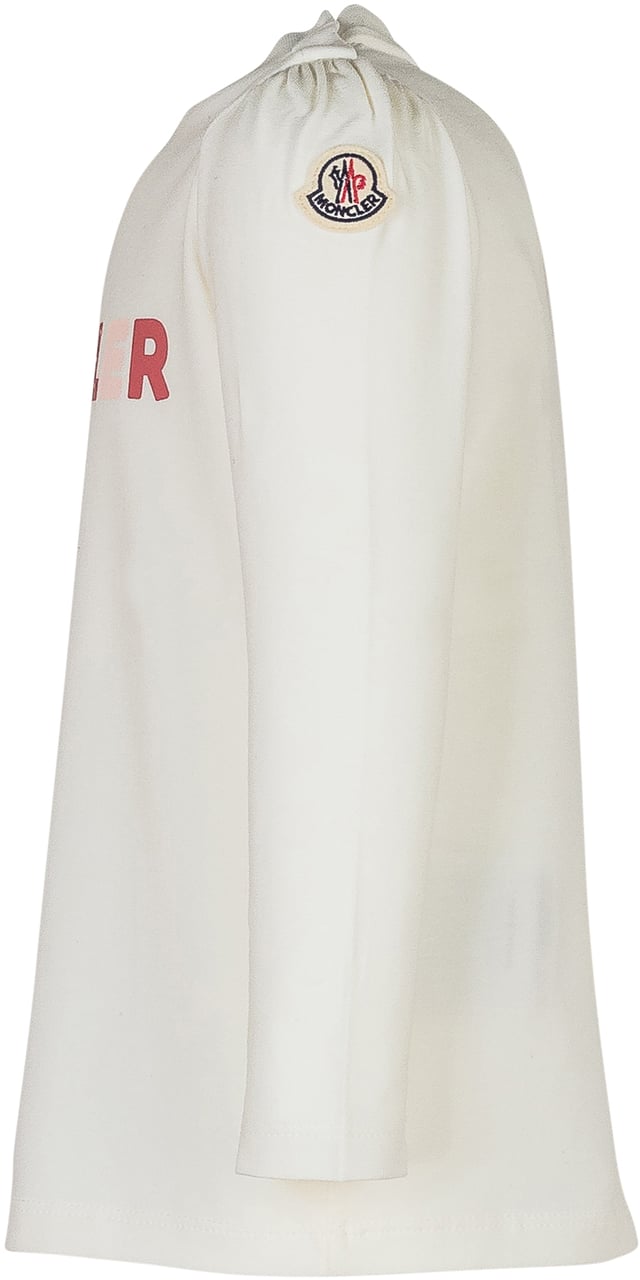 Moncler Moncler Kids T-Shirt Bianca con Logo Cuori Wit