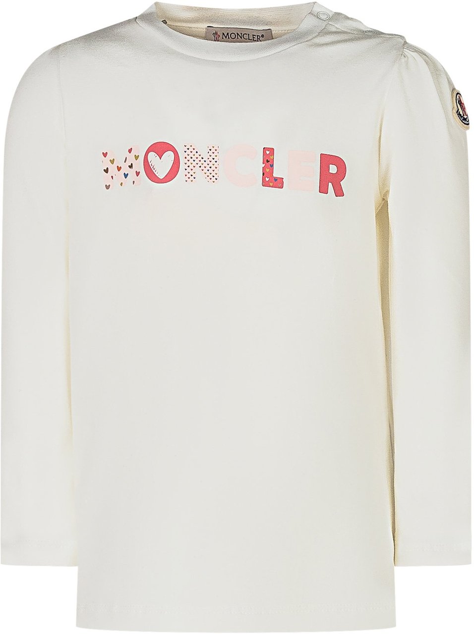 Moncler Moncler Kids T-Shirt Bianca con Logo Cuori Wit