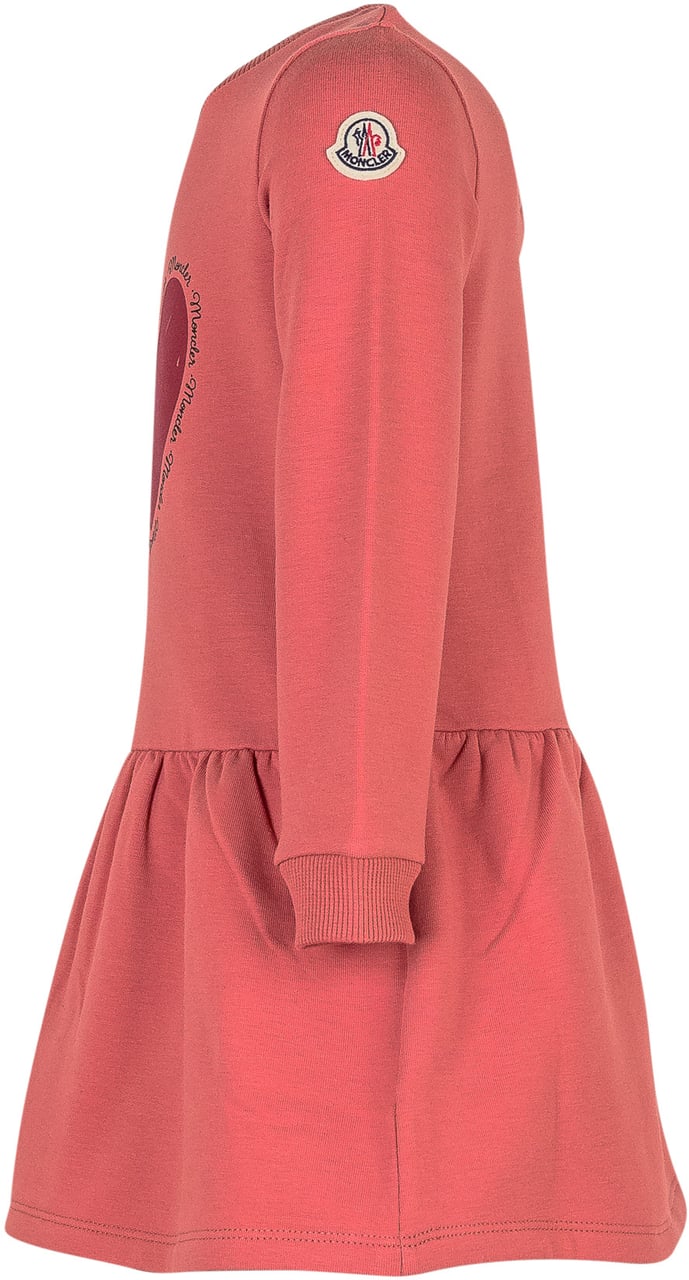Moncler Moncler Kids Abito Rosa con Cuore Stampato Rood