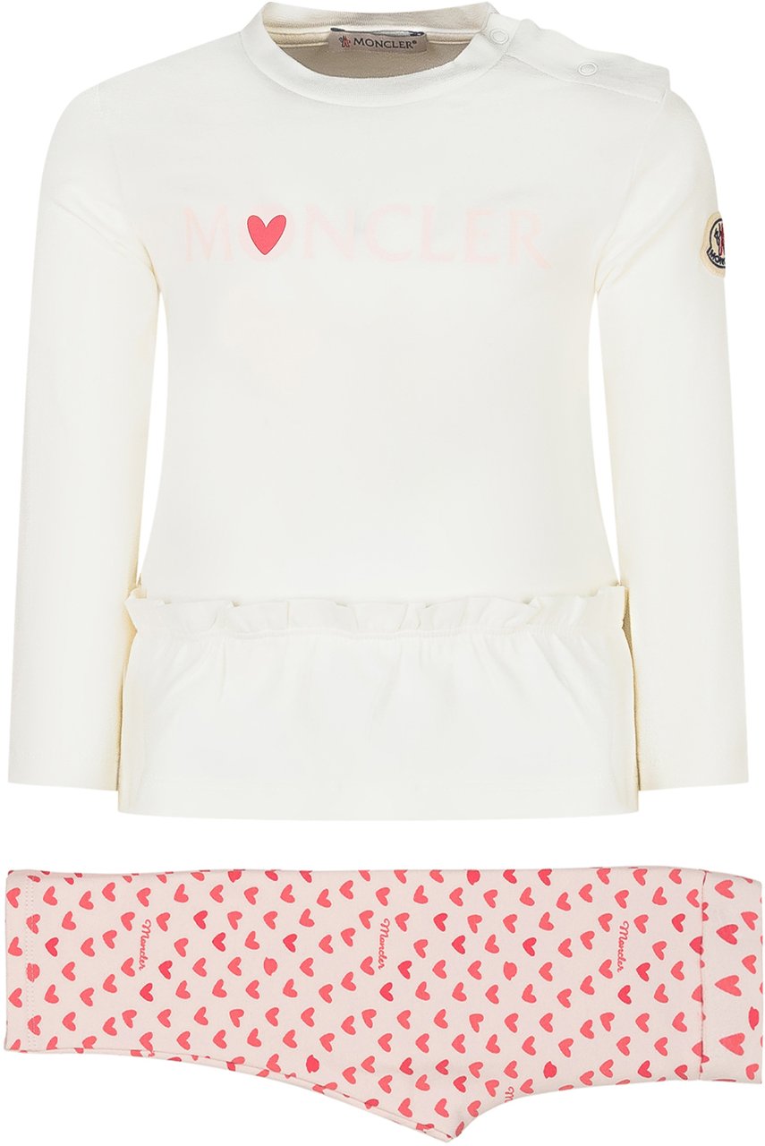 Moncler Moncler Kids Completo Bianco e Rosa con Cuori Wit