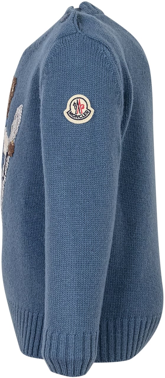 Moncler Moncler Kids Maglione con Orsetto Sciatore Blauw