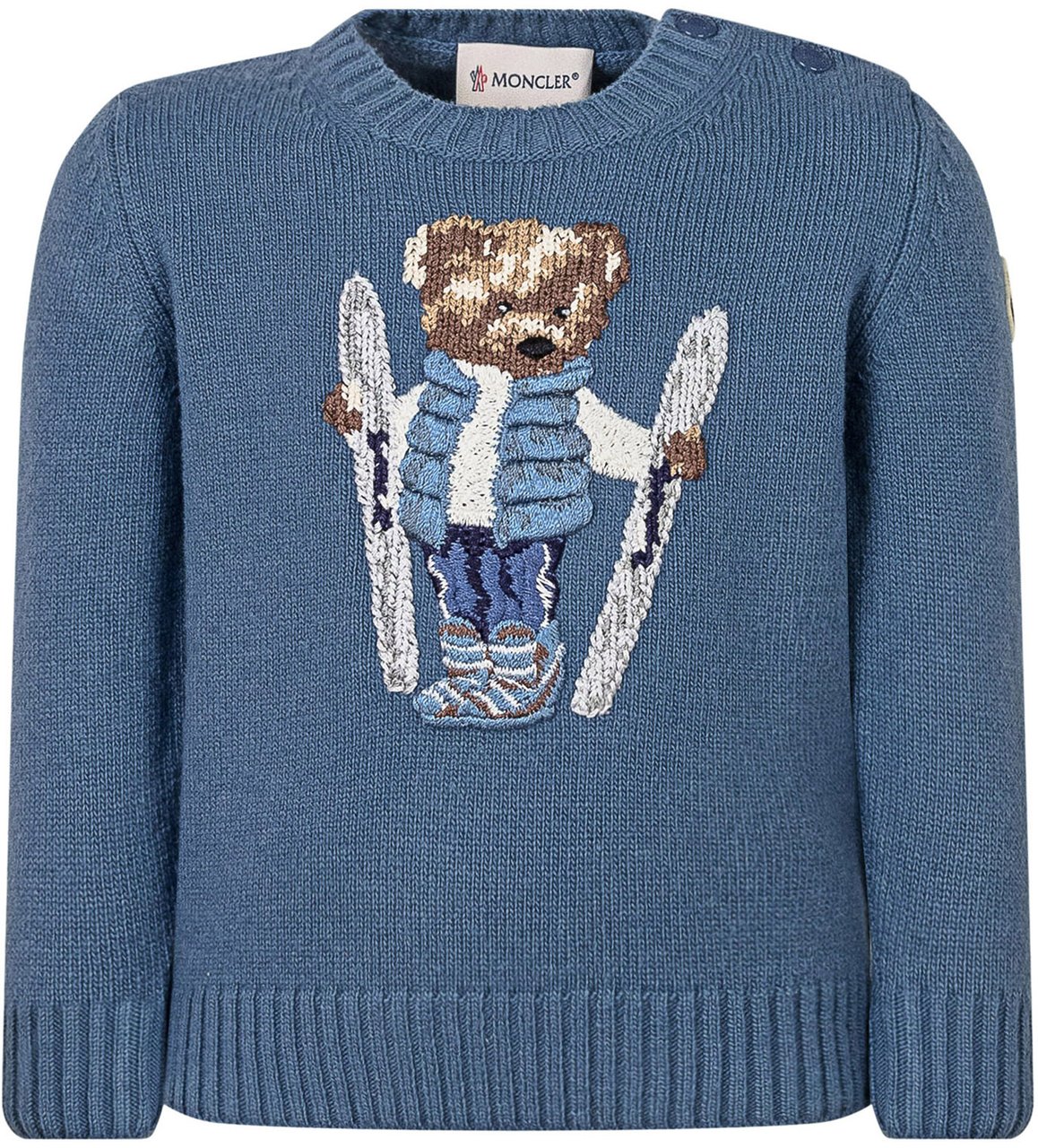 Moncler Moncler Kids Maglione con Orsetto Sciatore Blauw