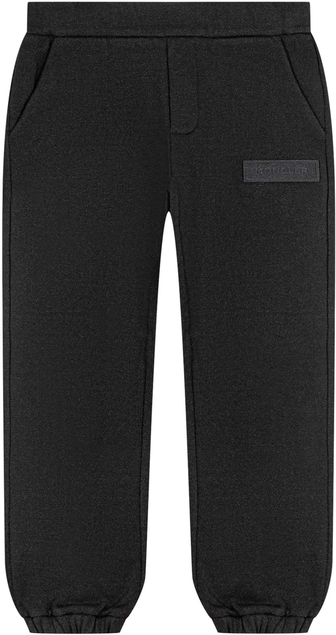 Moncler Moncler Kids Pantaloni Neri in Felpa con Logo Zwart