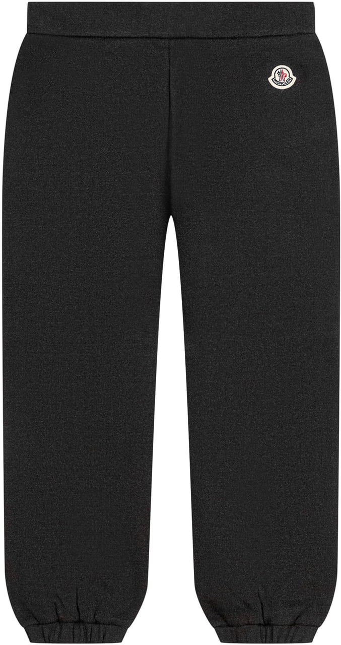 Moncler Moncler Kids Pantaloni Neri in Felpa con Logo Zwart