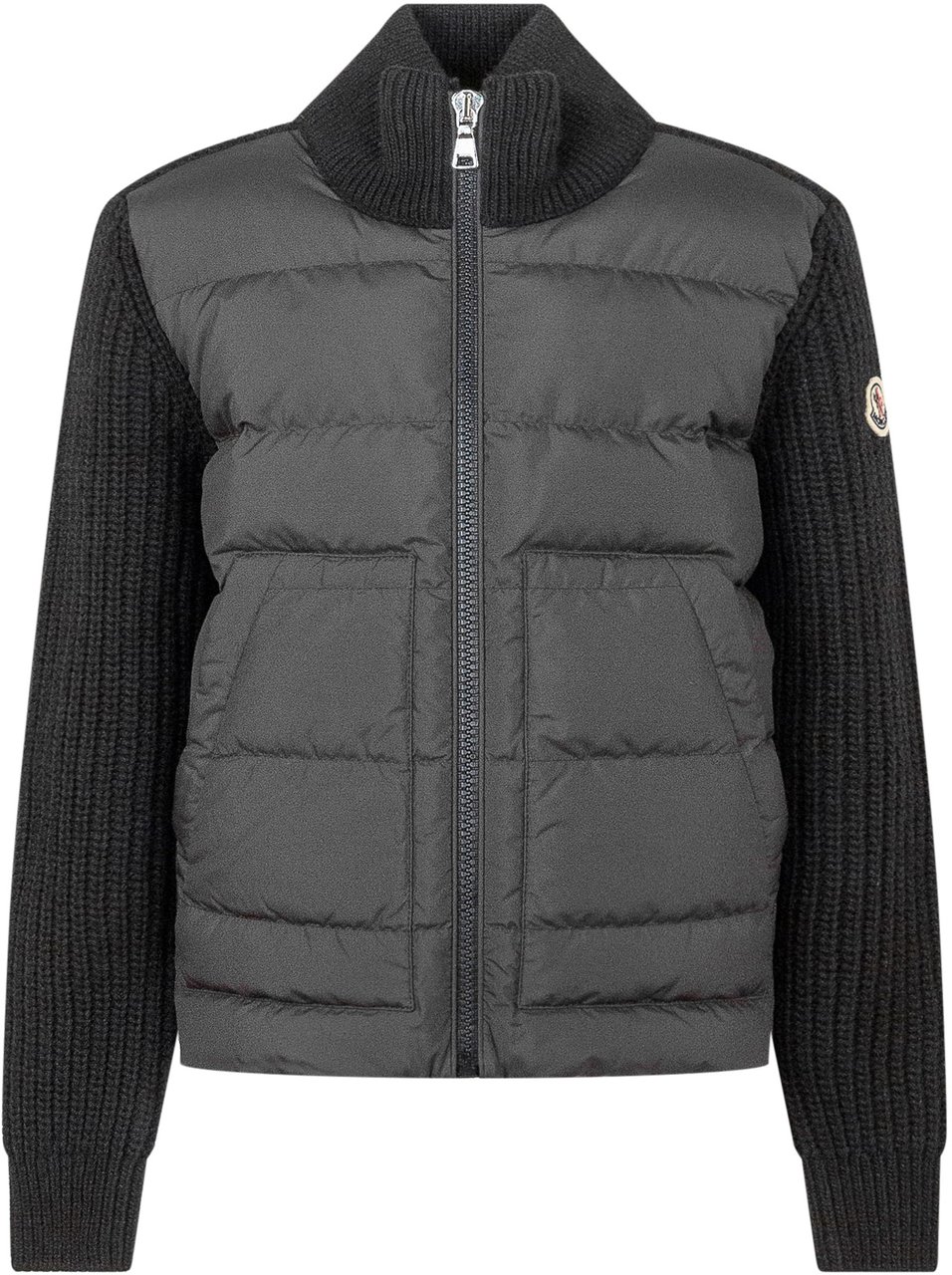 Moncler Moncler Kids Giacca Ibrida con Maniche in Maglia Zwart