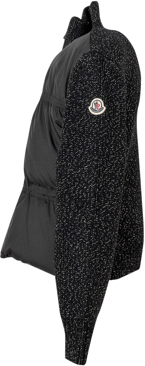 Moncler Giacca Nera Con Maniche In Maglia Moncler Enfant Zwart
