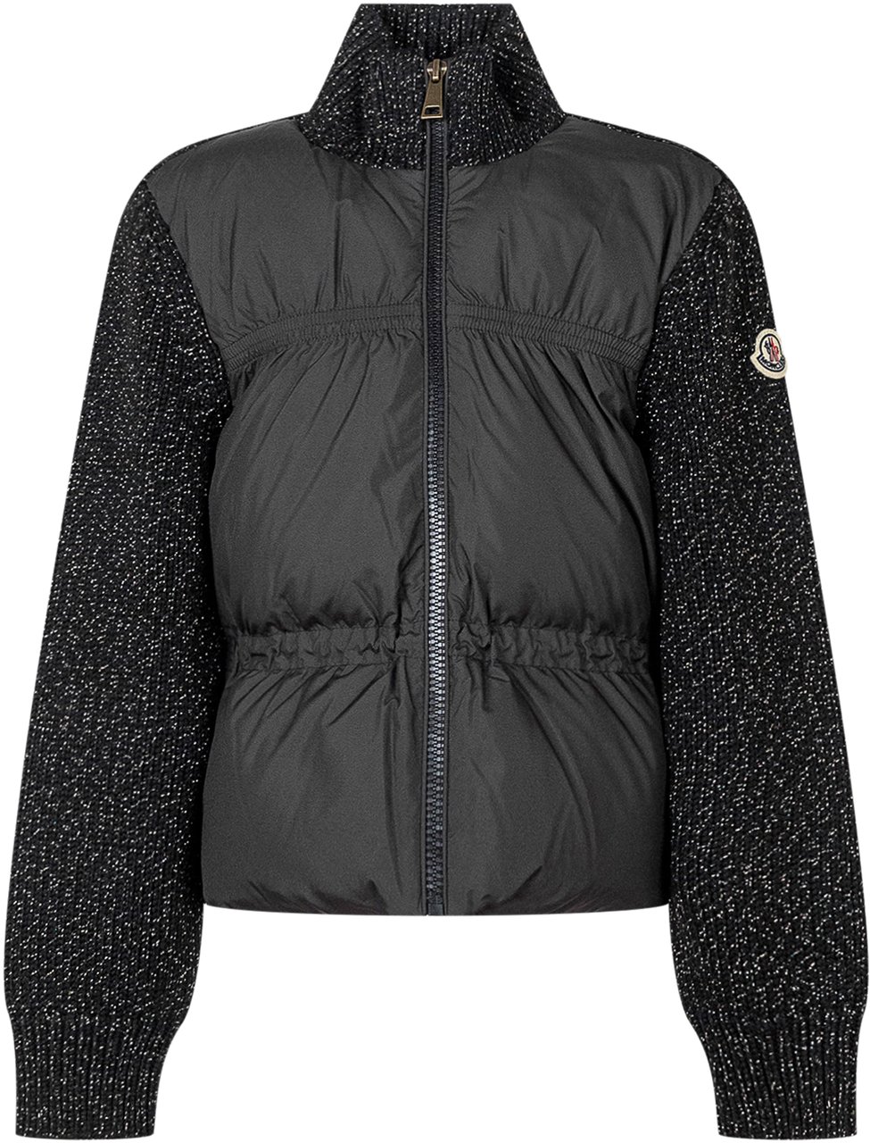 Moncler Giacca Nera Con Maniche In Maglia Moncler Enfant Zwart