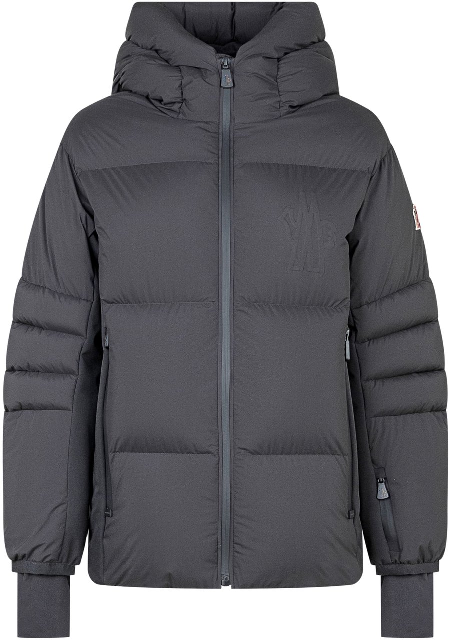 Moncler Grenoble Kids Piumino Nero con Cappuccio Donkergrijs